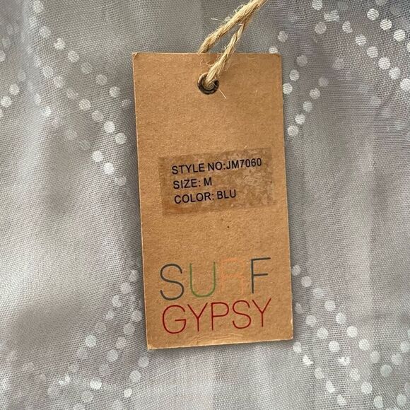Surf Gypsy Grey Blue Metallic Deco Print Crop Tank - Picture 5 of 7